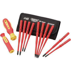 Draper 965SLIM/I/12 XP1000 VDE Slimline Interchangeable Screwdriver Set of 12 Piece - 70867 - MonkeyTools
