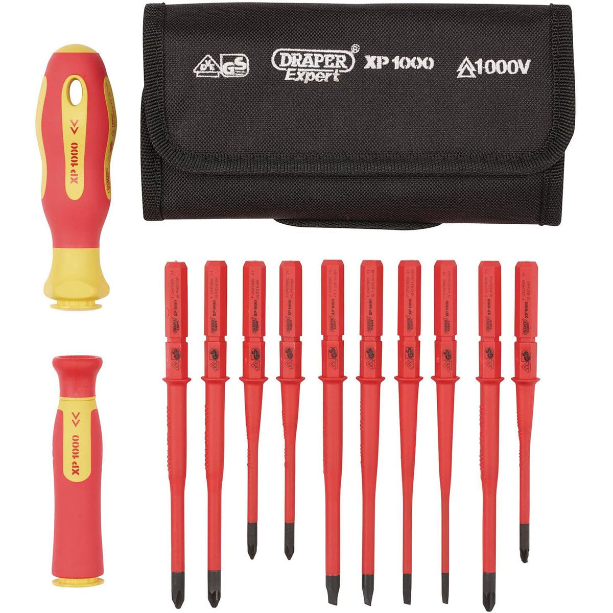 Draper 965SLIM/I/12 XP1000 VDE Slimline Interchangeable Screwdriver Set of 12 Piece - 70867 - MonkeyTools