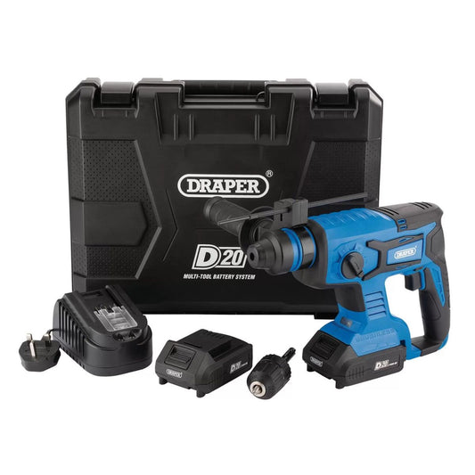Draper D20SDSD1.7JSET 20V Brushless SDS + Rotary Hammer Drill 2 x 2.0Ah Batteries With Charger 00592 - MonkeyTools
