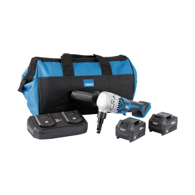 Draper PTKD20K9 20V Brushless Nibbler Kit With 2 x 3Ah Batteries, 1 x Twin Charger and Bag 99736 - MonkeyTools