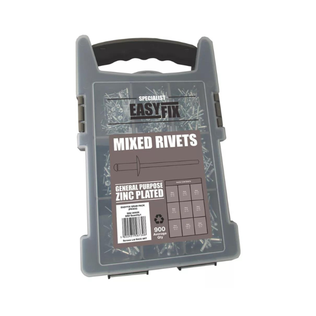 EASYFIX BZP MIXED RIVETS PACK 900 PCS - MonkeyTools