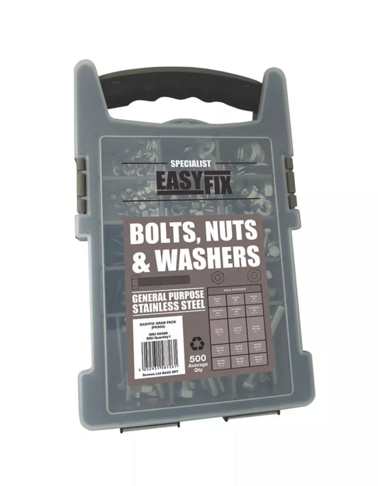 EASYFIX MIXED BOLTS, NUTS & WASHERS PACK 500 PCS - MonkeyTools