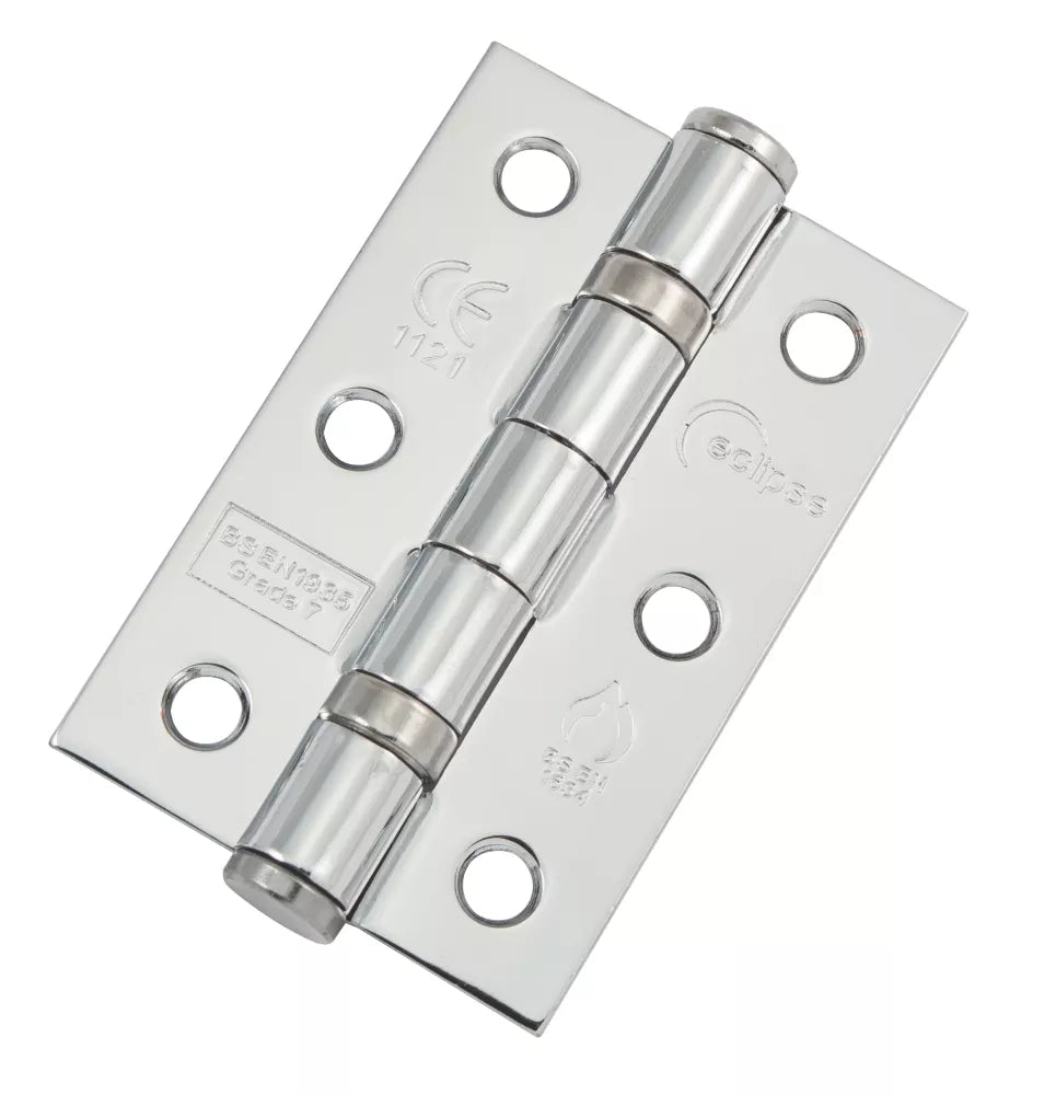 ECLIPSE POLISHED CHROME GRADE 7 FIRE DOOR BALL BEARING HINGES 76MM X 51MM 20 PACK - MonkeyTools