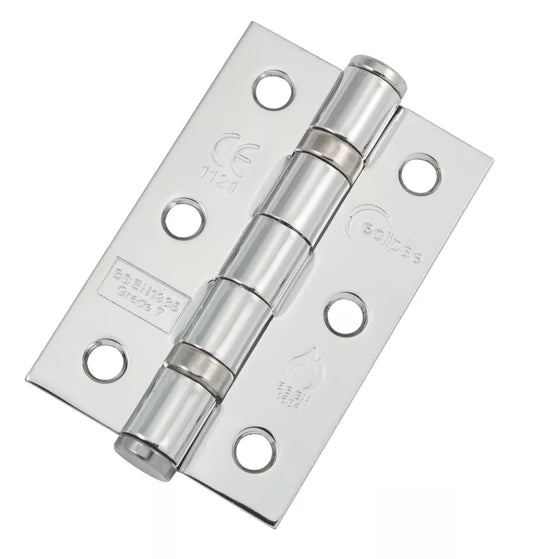 ECLIPSE POLISHED CHROME GRADE 7 FIRE DOOR BALL BEARING HINGES 76MM X 51MM 20 PACK - MonkeyTools