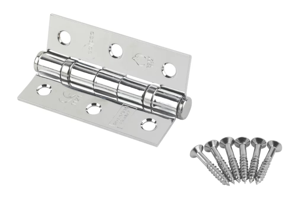 ECLIPSE POLISHED CHROME GRADE 7 FIRE RATED BALL BEARING HINGES 76MM X 51MM 2 PACK - MonkeyTools