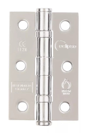 ECLIPSE POLISHED CHROME GRADE 7 FIRE RATED BALL BEARING HINGES 76MM X 51MM 2 PACK - MonkeyTools