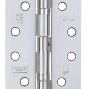 ECLIPSE SATIN CHROME GRADE 11 FIRE RATED BALL BEARING HINGES 102MM X 76MM 3 PACK - MonkeyTools
