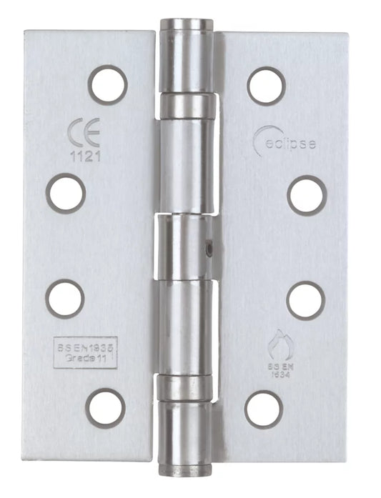 ECLIPSE SATIN CHROME GRADE 11 FIRE RATED BALL BEARING HINGES 102MM X 76MM 3 PACK - MonkeyTools