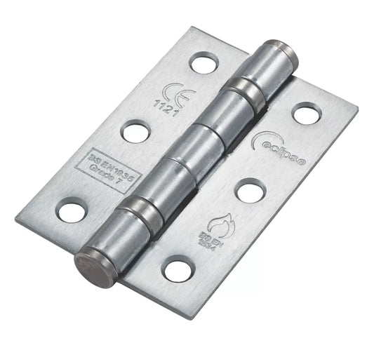 ECLIPSE SATIN CHROME GRADE 7 FIRE DOOR BALL BEARING HINGES 76MM X 51MM 20 PACK - MonkeyTools