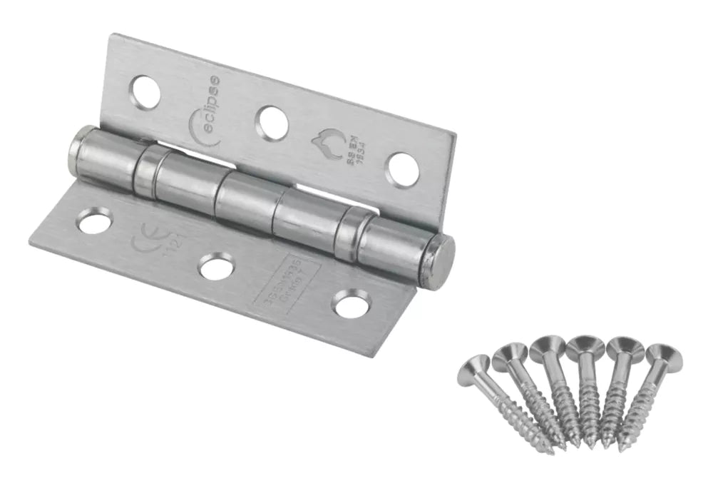 ECLIPSE SATIN CHROME GRADE 7 FIRE RATED BALL BEARING HINGES 76MM X 51MM 2 PACK - MonkeyTools
