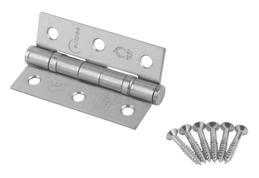ECLIPSE SATIN CHROME GRADE 7 FIRE RATED BALL BEARING HINGES 76MM X 51MM 2 PACK - MonkeyTools