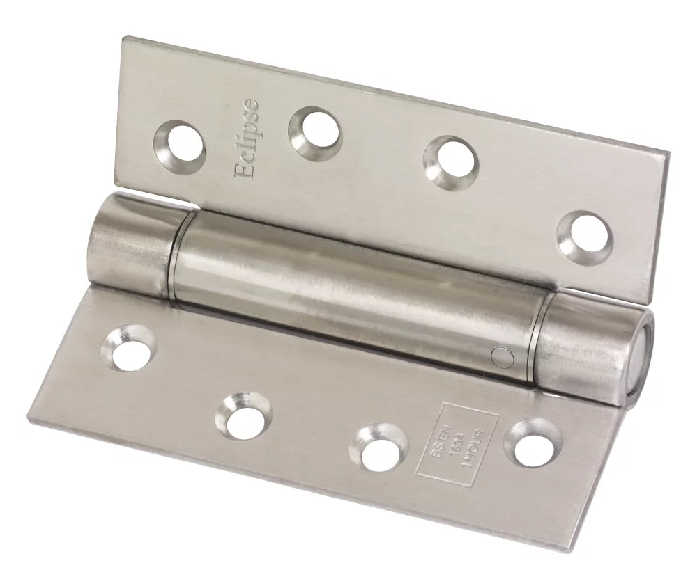 ECLIPSE SATIN STAINLESS STEEL UNGRADED FIRE RATED ADJUSTABLE SELF-CLOSING HINGES 102MM X 76MM 2 PACK - MonkeyTools