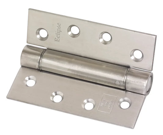 ECLIPSE SATIN STAINLESS STEEL UNGRADED FIRE RATED ADJUSTABLE SELF-CLOSING HINGES 102MM X 76MM 2 PACK - MonkeyTools