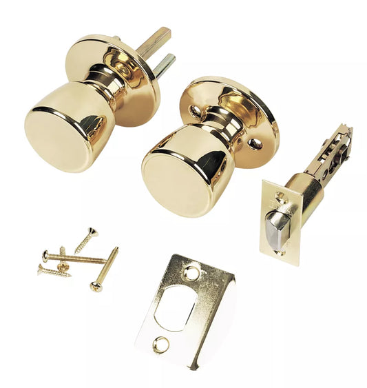 ERA MORTICE PASSAGE KNOB SET POLISHED BRASS 67MM - MonkeyTools