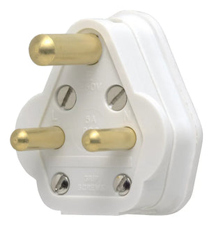 5A UNFUSED ROUND PIN PLUG WHITE - MonkeyTools