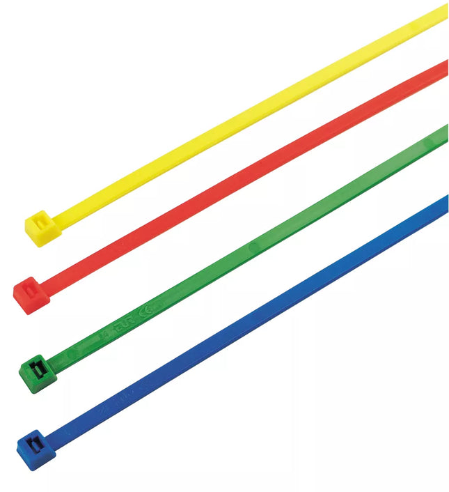 CABLE TIES RED / GREEN / BLUE / YELLOW 200MM X 4.5MM 200 PACK - MonkeyTools
