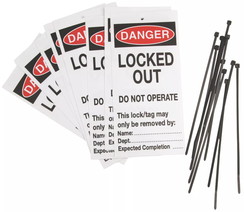 'DANGER LOCKED OUT' SAFETY MAINTENANCE TAGS 10 PACK - MonkeyTools
