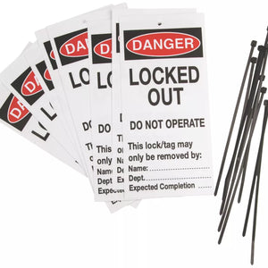 'DANGER LOCKED OUT' SAFETY MAINTENANCE TAGS 10 PACK - MonkeyTools