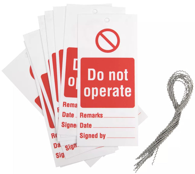 'DO NOT OPERATE' SAFETY MAINTENANCE TAGS 10 PACK - MonkeyTools