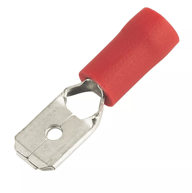 INSULATED RED 6.3MM PUSH-ON (M) CRIMP 100 PACK - MonkeyTools