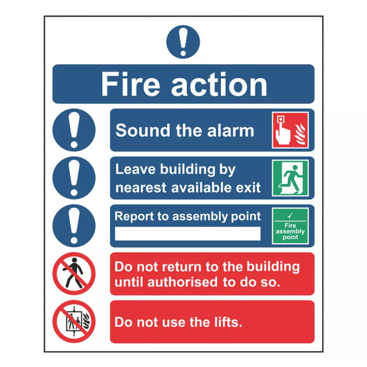 NON PHOTOLUMINESCENT "FIRE ACTION PROCEDURE" SIGN 300MM X 250MM - MonkeyTools