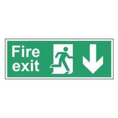 NON PHOTOLUMINESCENT "FIRE EXIT MAN DOWN ARROW" SIGN 150MM X 400MM