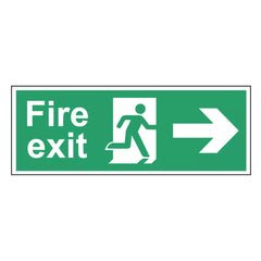 NON PHOTOLUMINESCENT "FIRE EXIT MAN RIGHT ARROW" SIGN 100MM X 400MM
