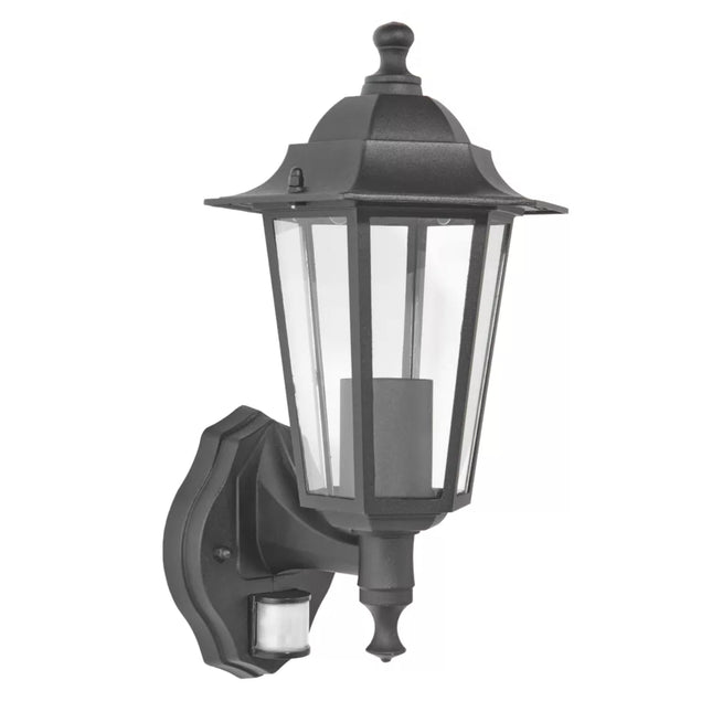 OUTDOOR COACH LANTERN WITH PIR SENSOR MATT BLACK - MonkeyTools