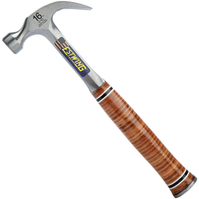 Estwing 16oz Curved Leather Grip Claw Hammer ESTE16C - MonkeyTools