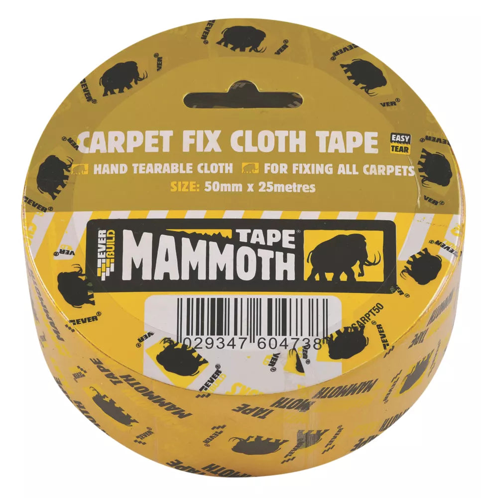 EVERBUILD DOUBLE-SIDED CLOTH CARPET TAPE MESH CLEAR 25M X 50MM - MonkeyTools