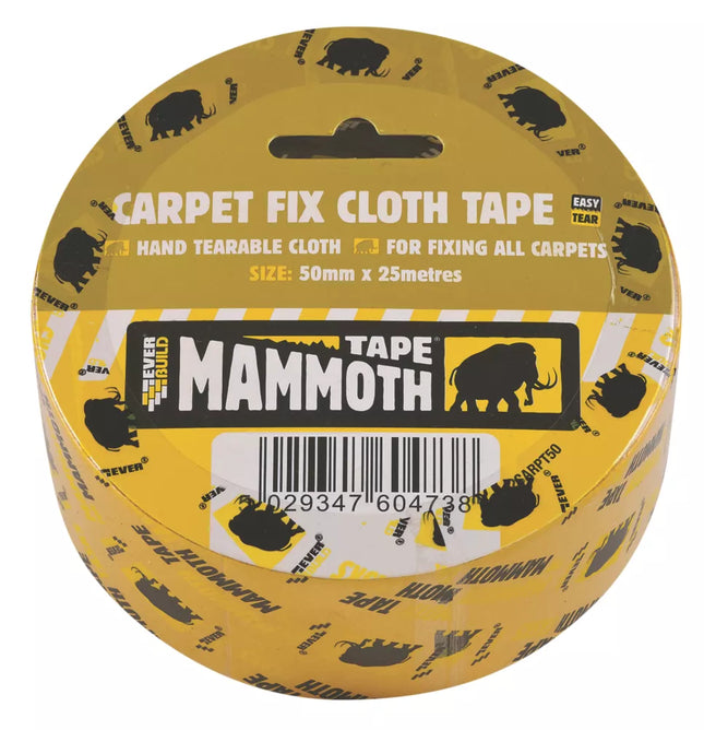 EVERBUILD DOUBLE-SIDED CLOTH CARPET TAPE MESH CLEAR 25M X 50MM - MonkeyTools