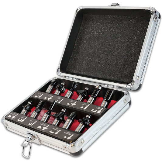 Excel 1/2in Shank TCT Router Cutter Bit 12 Piece Set - MonkeyTools