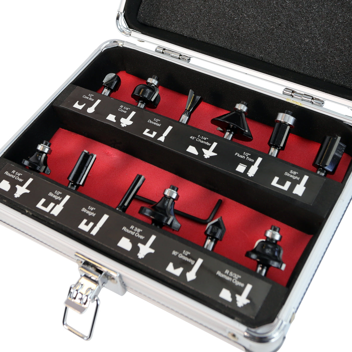 Excel 1/4in Shank TCT Router Cutter Bit 12 Piece Set - MonkeyTools