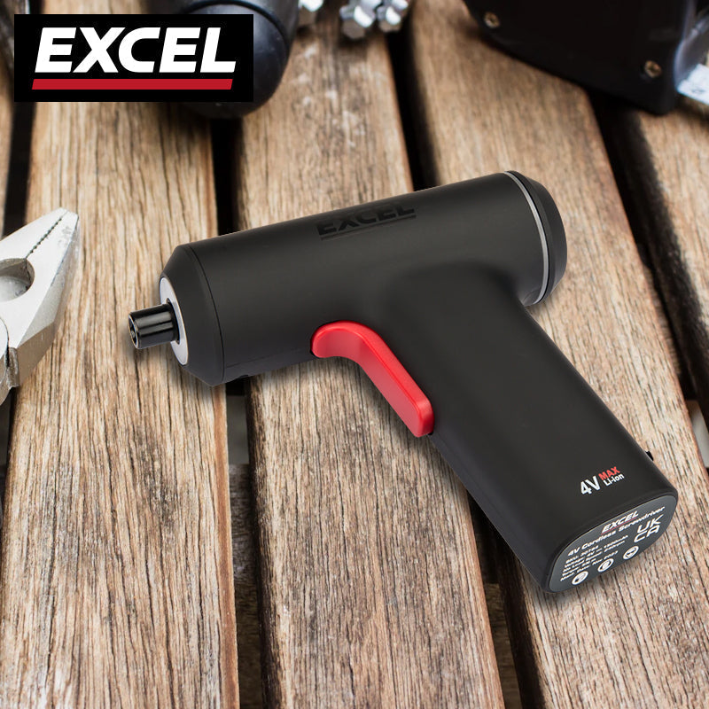 Excel Cordless Electric Screwdriver with 24 Piece 25mm Bits In Plastic Box - MonkeyTools