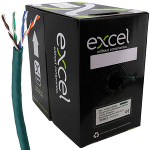 EXCEL COPPER CAT5E NETWORK CABLE U/UTP LOW SMOKE LSOH EUROCLASS DCA 305M GREEN - MonkeyTools