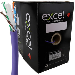 EXCEL COPPER CAT6 NETWORK CABLE U/UTP LOW SMOKE LSOH EUROCLASS DCA 305M VIOLET - MonkeyTools