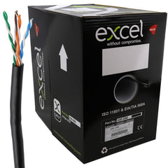 EXCEL EXTERNAL COPPER CAT5E NETWORK CABLE U/UTP OUTDOOR EUROCLASS FCA 305M BLACK