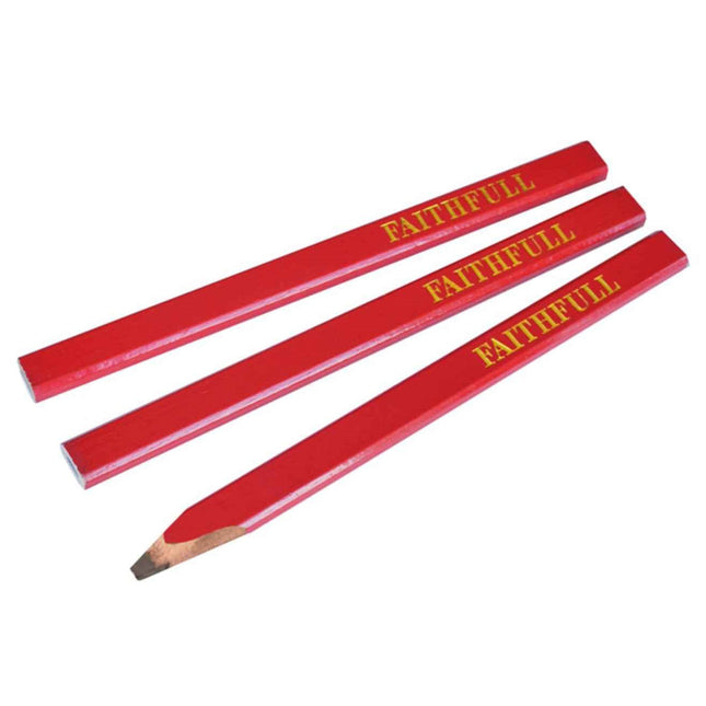Faithfull Carpenters Pencils Pack of 3 Red / Medium FAICPR - MonkeyTools