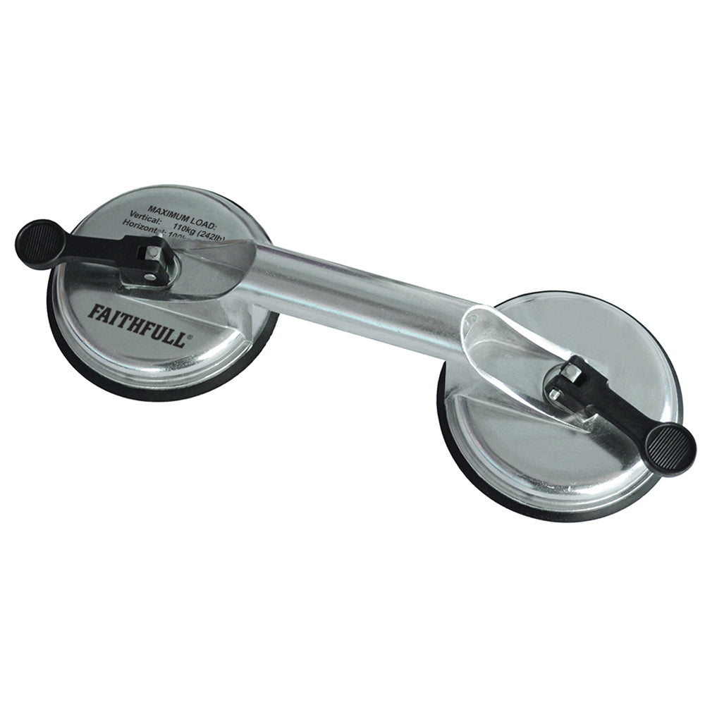Faithfull FAISUCPAD2P Double Pad Aluminium Pro Suction Lifter - MonkeyTools