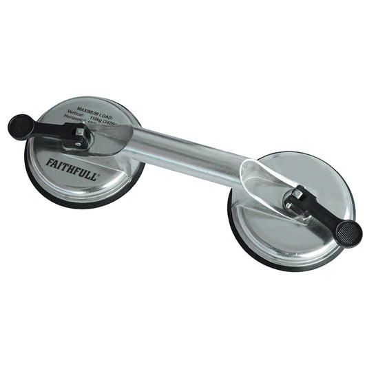 Faithfull FAISUCPAD2P Double Pad Aluminium Pro Suction Lifter - MonkeyTools