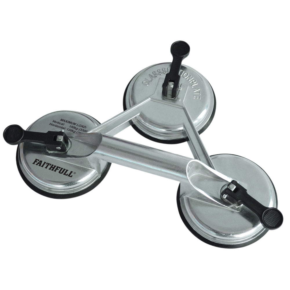 Faithfull FAISUCPAD3P Triple Pad Aluminium Pro Suction Lifter - MonkeyTools