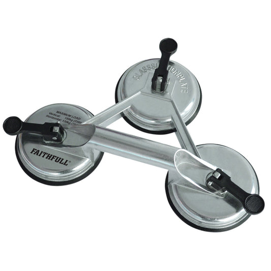 Faithfull FAISUCPAD3P Triple Pad Aluminium Pro Suction Lifter - MonkeyTools