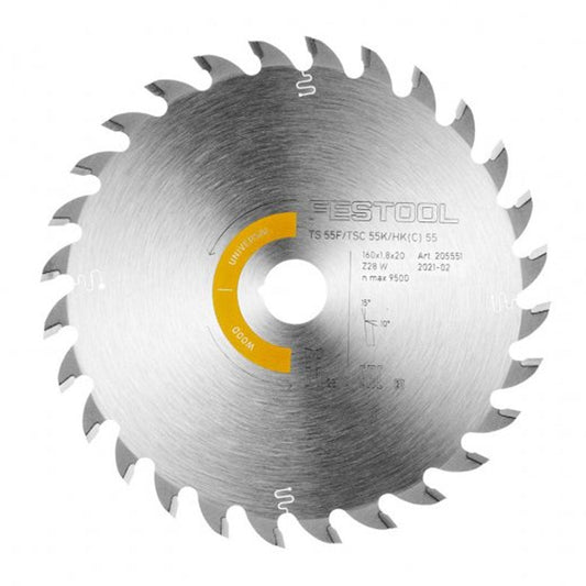 Festool 160mm x 1.8mm x 20mm Wood Universal Saw Blade - 205551 - MonkeyTools