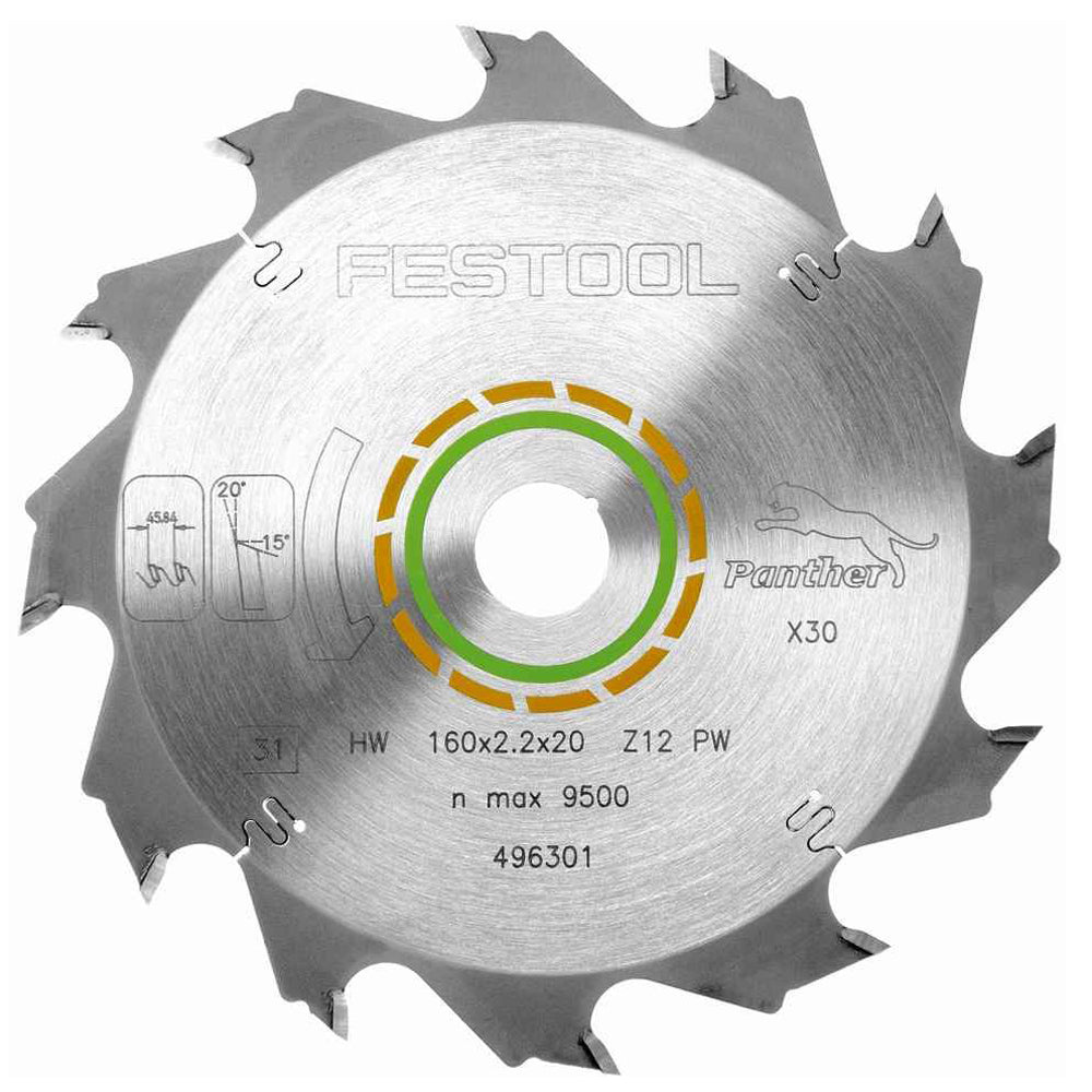 Festool 160mm x 2.2mm x 20 12T Wood Rip Cut Blade - 496301 - MonkeyTools