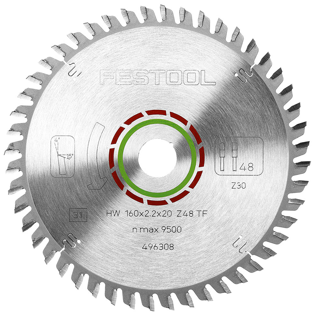 Festool 160mm x 2.2mm x 20mm 48T Laminate / HPL Saw Blade - 496308 - MonkeyTools