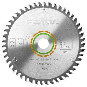 Festool 160mm x 20mm x 48T Fine Tooth Saw Blade For TS 55 and TSC 55 Circular Saws - 491952 - MonkeyTools