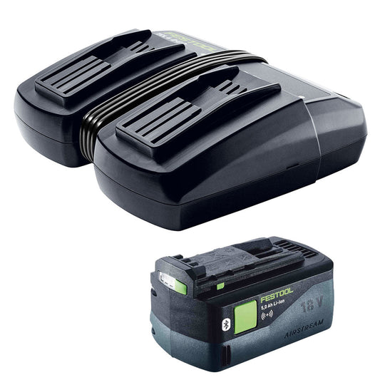 Festool 18V 5.0Ah AIRSTREAM Battery 577660 & 10.8-18V TCL 6 DUO Rapid Charger 230V 577019 - MonkeyTools