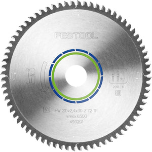 Festool 210mm 72T TF72 Aluminium and Plastic Saw Blade - 493201 - MonkeyTools