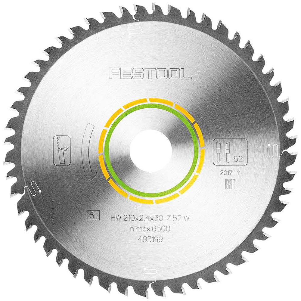 Festool 210mm x 2.4mm x 30mm 52 T Wood Fine Cut Blade - 493199 - MonkeyTools