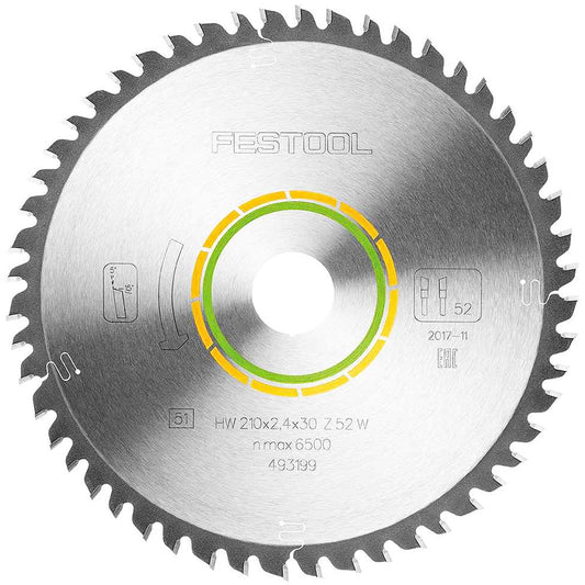 Festool 210mm x 2.4mm x 30mm 52 T Wood Fine Cut Blade - 493199 - MonkeyTools